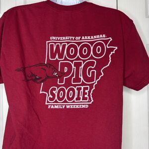 Gildan Arkansas Razorbacks Red Graphic Tee Heavy Cotton Size M